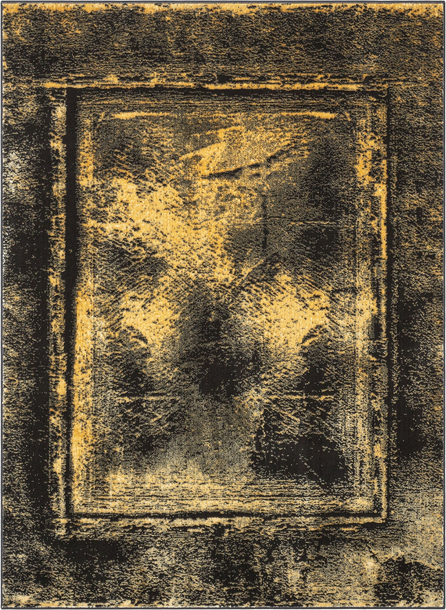 Zaynab Vintage Abstract Border Grey Yellow Glam Rug CAI-107