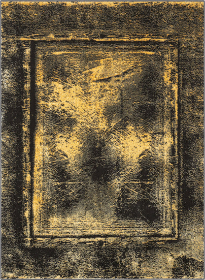 Zaynab Vintage Abstract Border Grey Yellow Glam Rug CAI-107