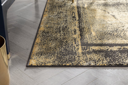 Zaynab Vintage Abstract Border Grey Yellow Glam Rug CAI-107