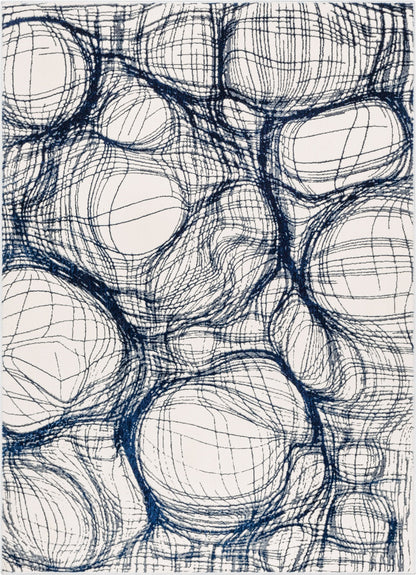 Sinead Vintage Modern Abstract Blue Glam Rug CAI-114