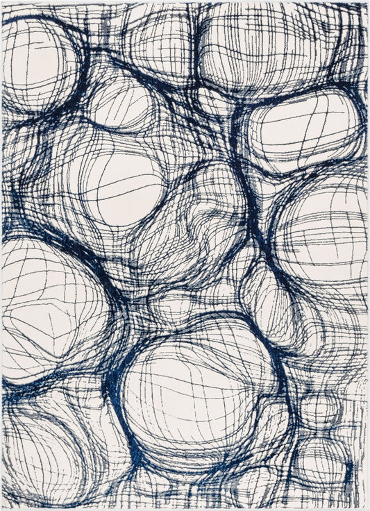 Sinead Vintage Modern Abstract Blue Glam Rug CAI-114