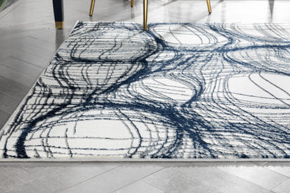 Sinead Vintage Modern Abstract Blue Glam Rug CAI-114