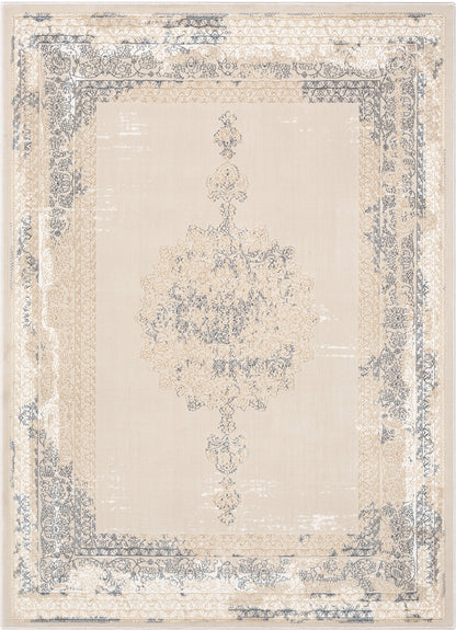 Gemma Vintage Medallion Oriental Ivory Glam Rug CAI-12