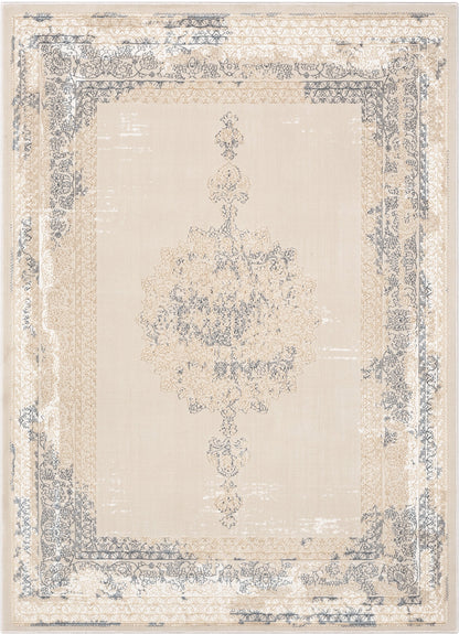 Gemma Vintage Medallion Oriental Ivory Glam Rug CAI-12