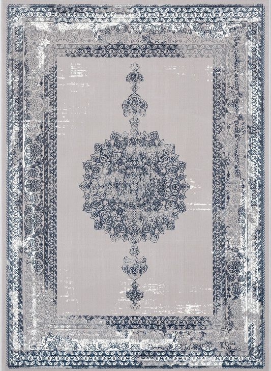 Gemma Vintage Medallion Oriental Blue Glam Rug CAI-14