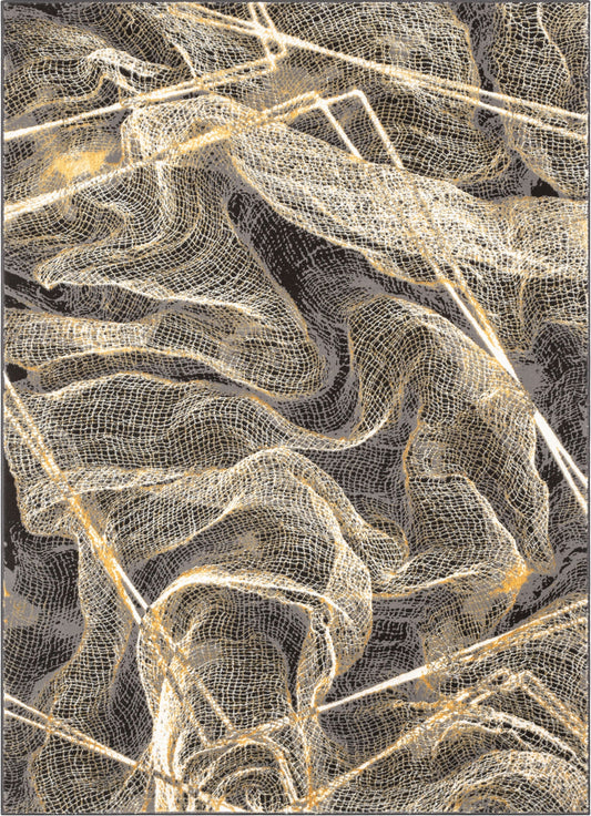 Gillian Modern Abstract Yellow Glam Rug CAI-31