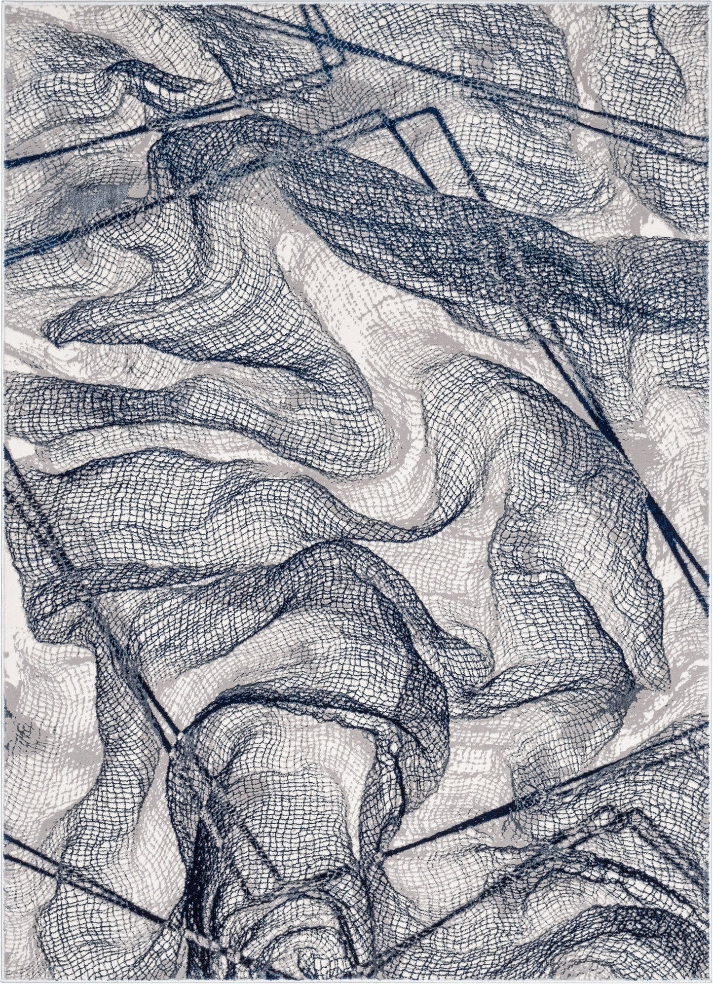 Gillian Vintage Modern Abstract Blue Glam Rug CAI-34