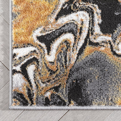 Fay Modern Abstract Yellow Glam Rug CAI-41