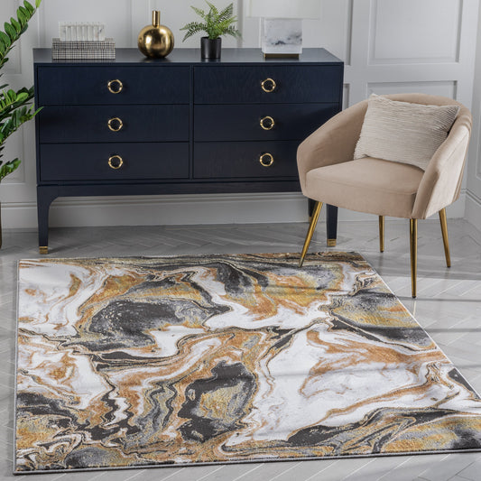 Fay Modern Abstract Yellow Glam Rug CAI-41