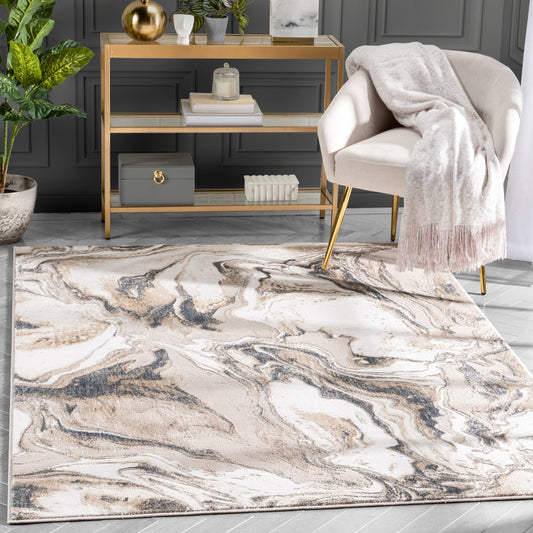 Fay Modern Abstract Ivory Glam Rug CAI-42