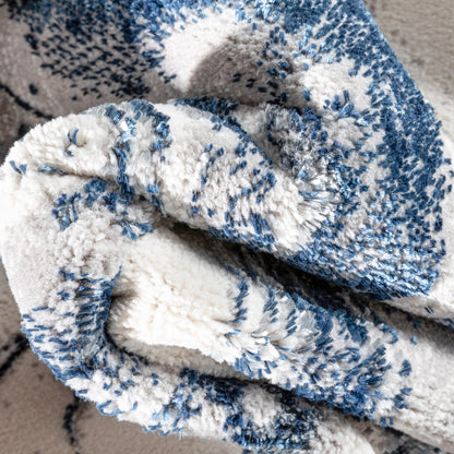 Fay Modern Abstract Blue Glam Rug CAI-44
