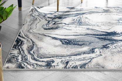 Fay Modern Abstract Blue Glam Rug CAI-44