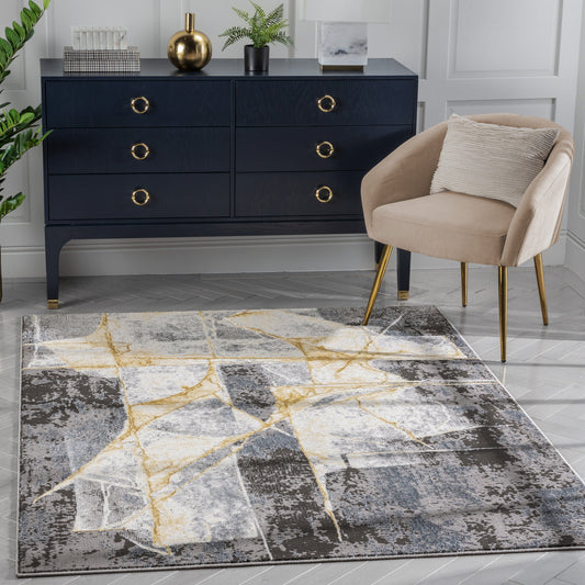 Allegra Modern Abstract Grey Glam Rug CAI-57