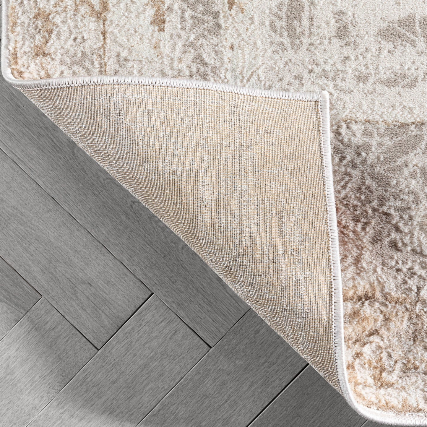 Isolde Vintage Abstract Border Ivory Glam Rug CAI-62