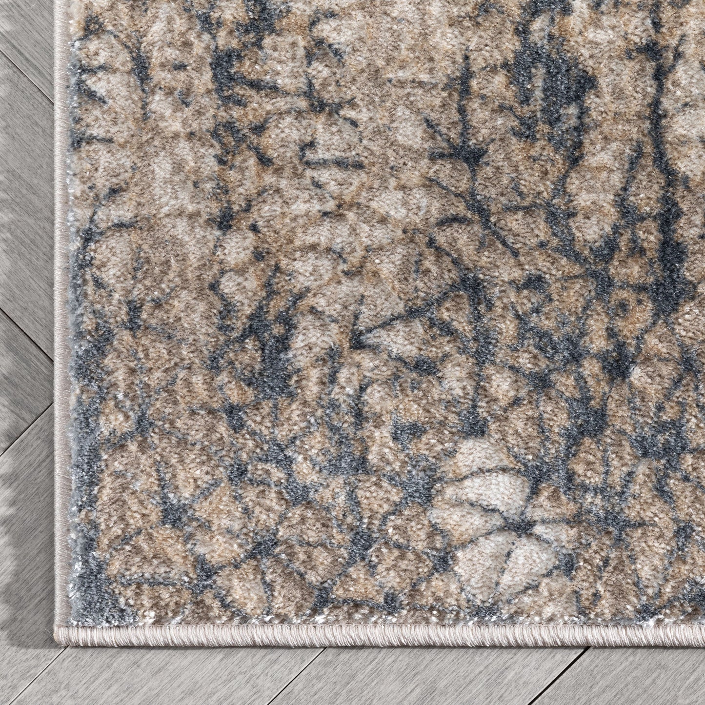 Joelle Vintage Abstract Floral Grey Glam Rug CAI-77