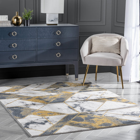 Nikita Vintage Geometric Yellow Glam Rug CAI-81