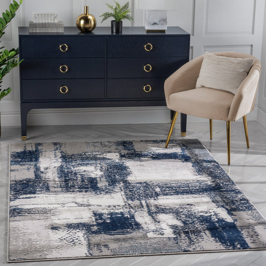 Thalia Vintage Abstract Blue Glam Rug CAI-94