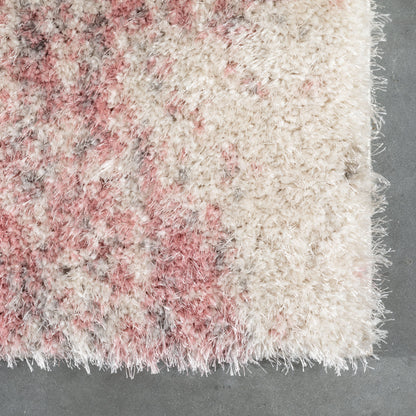 Sariah Modern Abstract Ivory Blush Shag Rug CAN-19