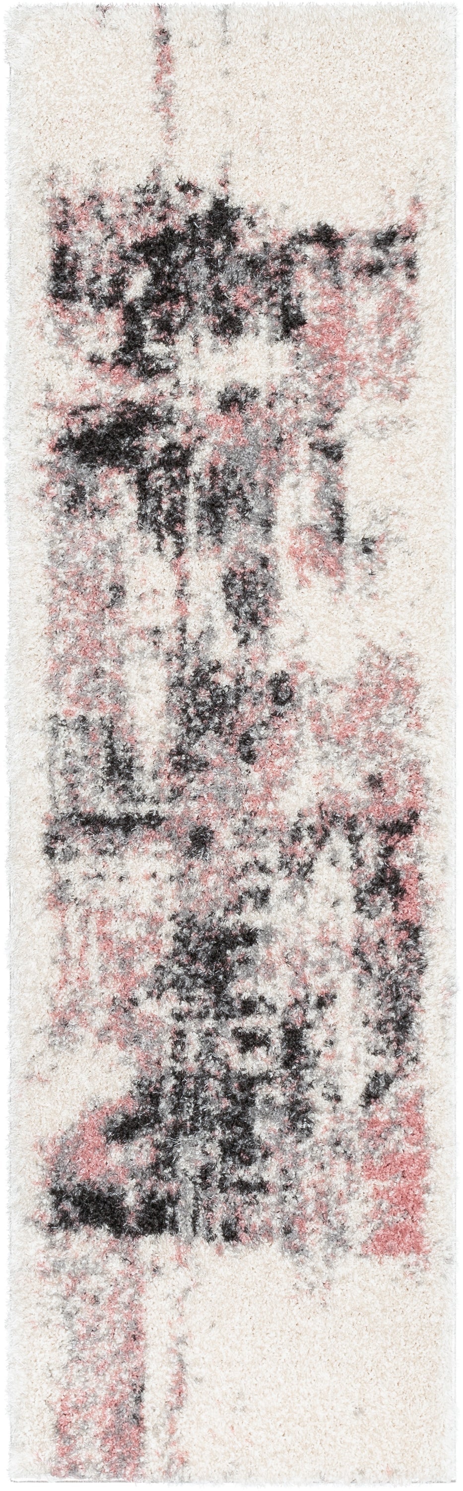 Sariah Modern Abstract Ivory Blush Shag Rug CAN-19