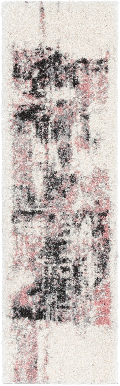 Sariah Modern Abstract Ivory Blush Shag Rug CAN-19