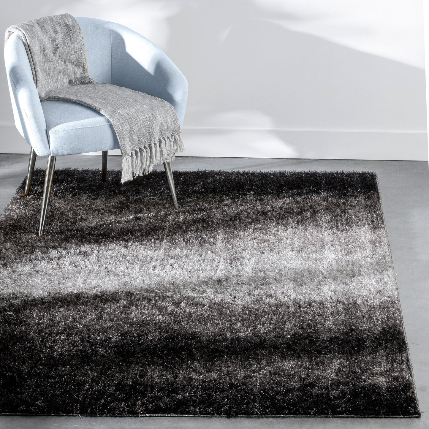 Kynlee Modern Abstract Black Shag Rug CAN-23