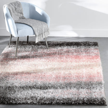 Kynlee Modern Abstract Blush Shag Rug CAN-29