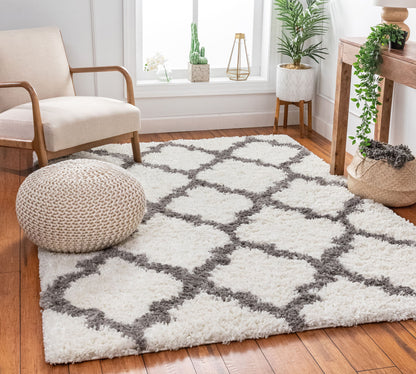 Capri Shag Trellis Lattice Ivory Rug CAS-62