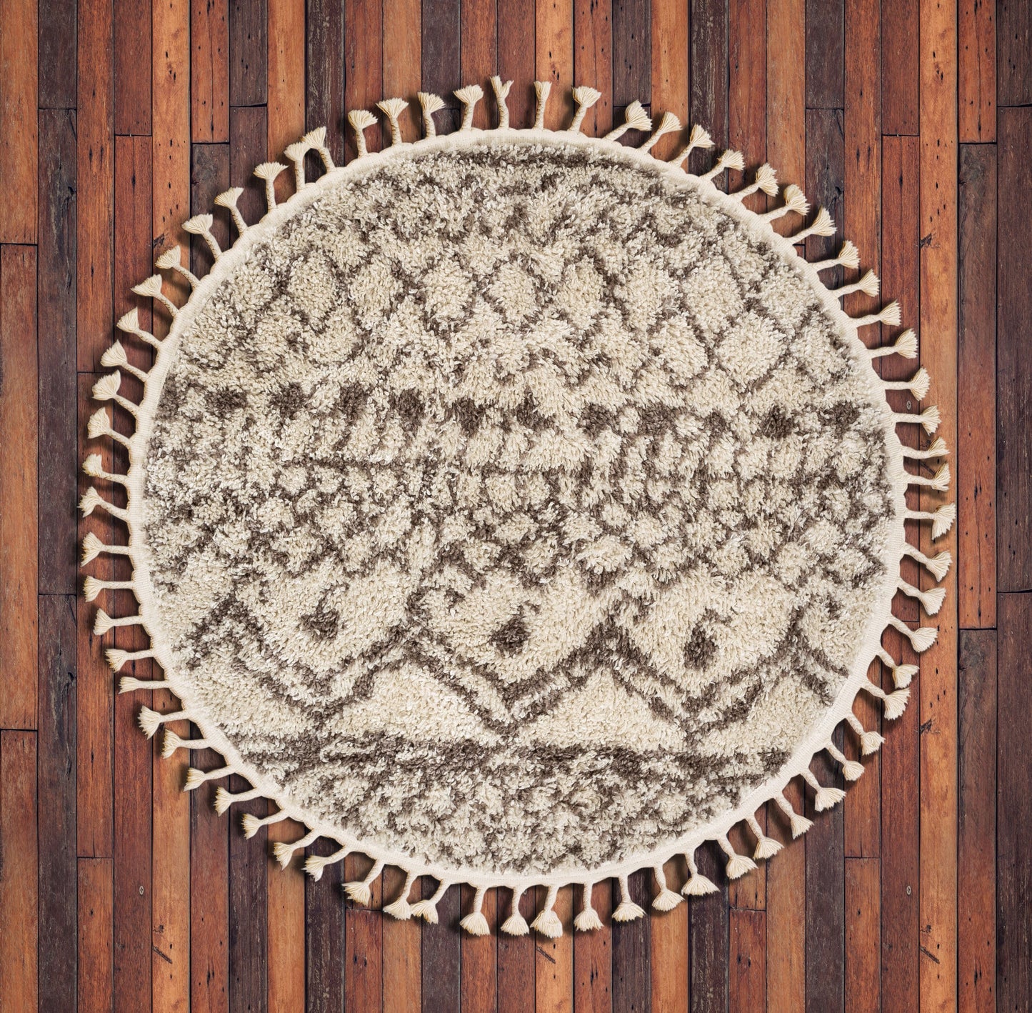 Lyle Natural Modern Tribal Moroccan Trellis Shag Rug CB-02