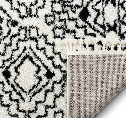 Mirela Moroccan Diamond Shag White Rug CB-112
