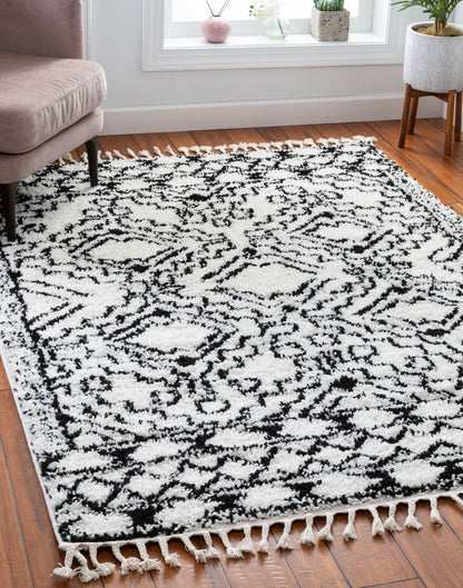 Mirela Moroccan Diamond Shag White Rug CB-112