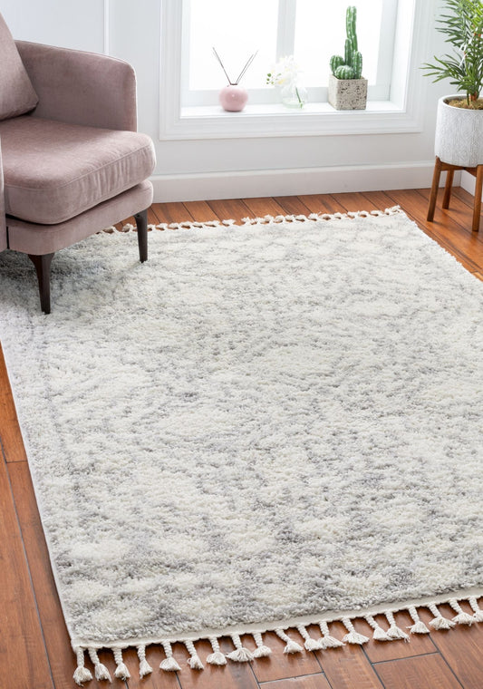 Mirela Moroccan Diamond Shag Grey Rug CB-117