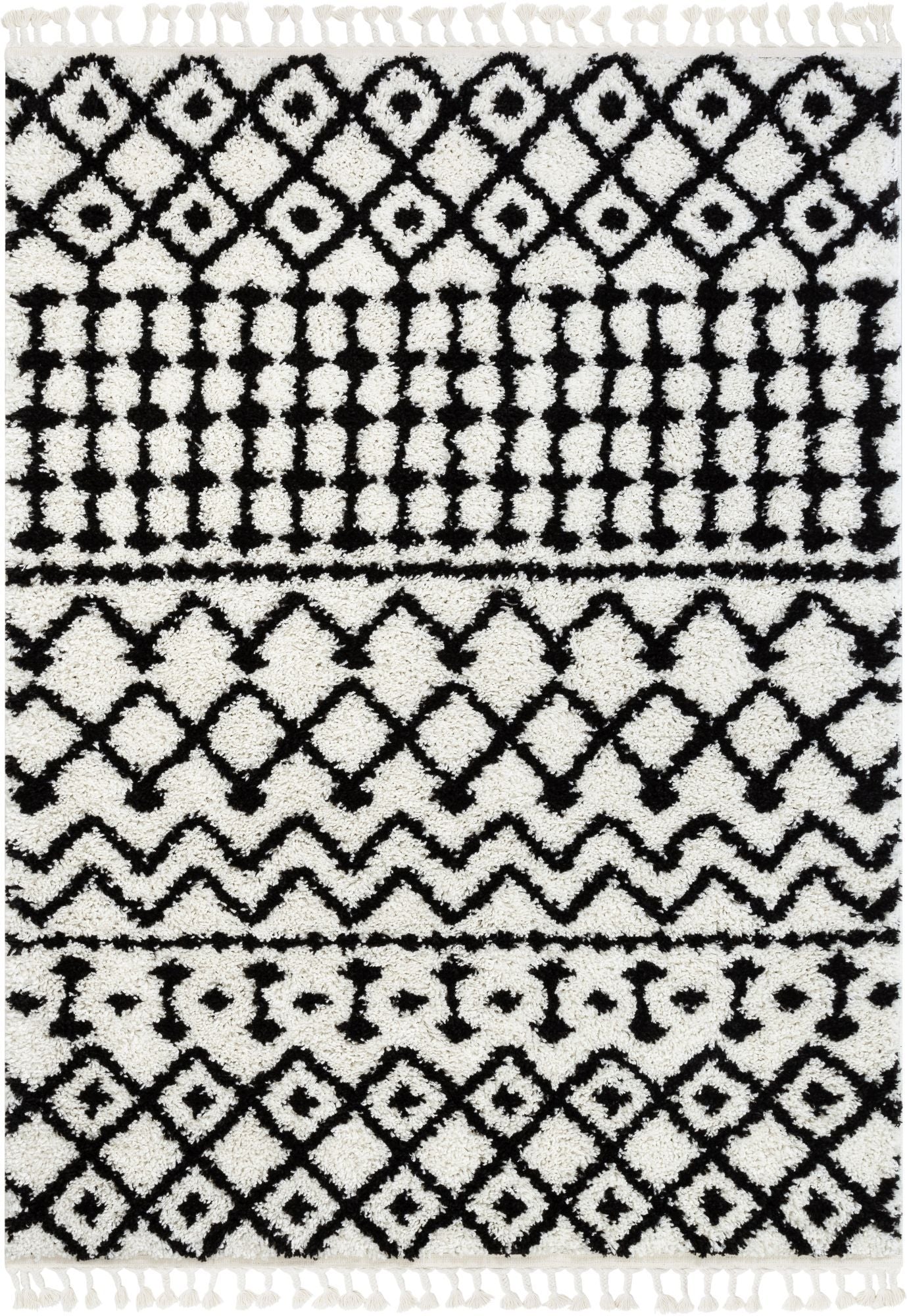 Besa Moroccan Tribal Shag White Rug CB-122