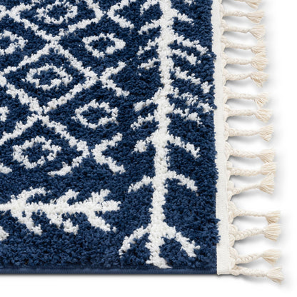 Agata Moroccan Geometric Shag Blue Rug CB-134