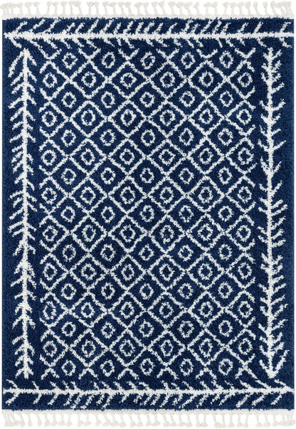 Agata Moroccan Geometric Shag Blue Rug CB-134