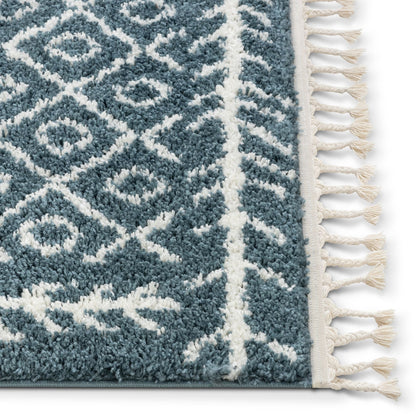 Agata Moroccan Geometric Shag Light Blue Rug CB-136