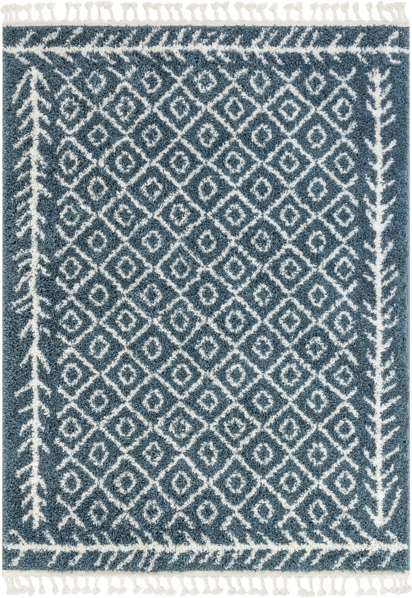 Agata Moroccan Geometric Shag Light Blue Rug CB-136