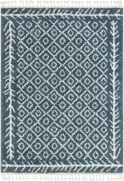 Agata Moroccan Geometric Shag Light Blue Rug CB-136