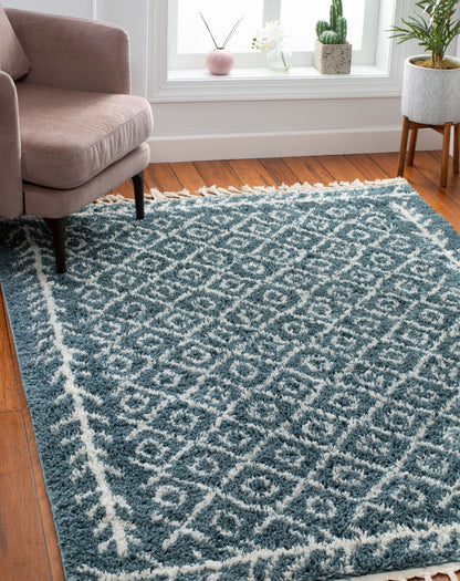 Agata Moroccan Geometric Shag Light Blue Rug CB-136