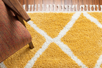 Celosia Moroccan Trellis Shag Yellow Rug CB-141