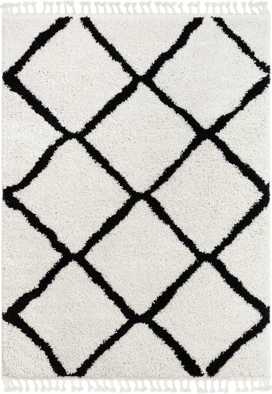 Celosia Moroccan Trellis Shag Black Rug CB-143