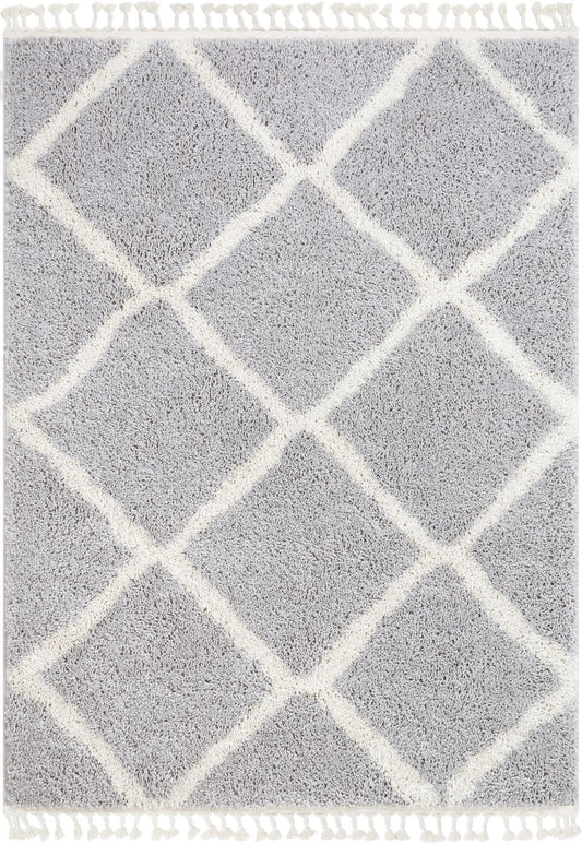 Celosia Moroccan Trellis Shag Grey Rug CB-147