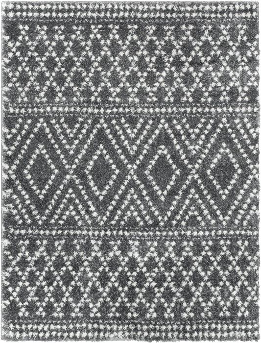 Evora Moroccan Diamond Pattern Grey Thick & Soft Shag Rug CE-17