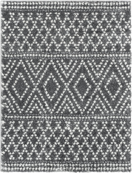 Evora Moroccan Diamond Pattern Grey Thick & Soft Shag Rug CE-17