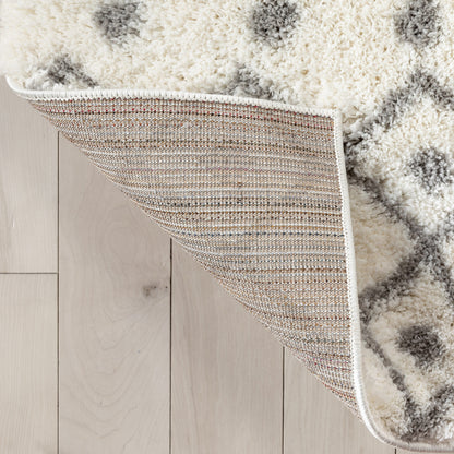 Coimbra Moroccan Diamond Pattern Ivory Thick & Soft Shag Rug CE-22