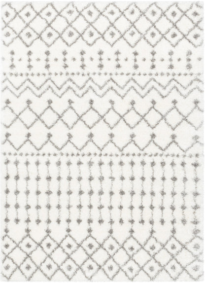 Coimbra Moroccan Diamond Pattern Ivory Thick & Soft Shag Rug CE-22