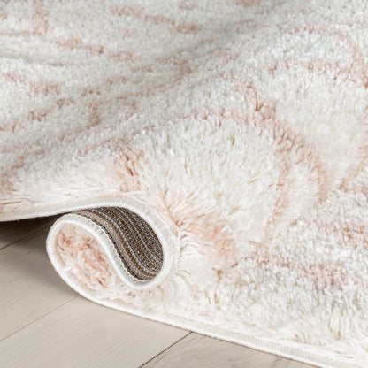 Coimbra Moroccan Diamond Pattern Blush Thick & Soft Shag Rug CE-29