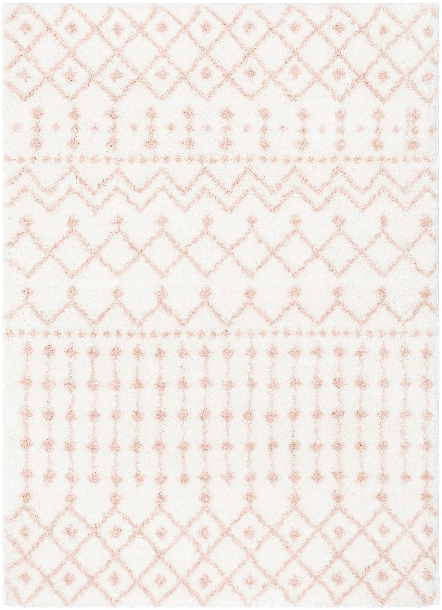 Coimbra Moroccan Diamond Pattern Blush Thick & Soft Shag Rug CE-29