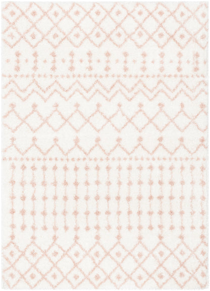 Coimbra Moroccan Diamond Pattern Blush Thick & Soft Shag Rug CE-29