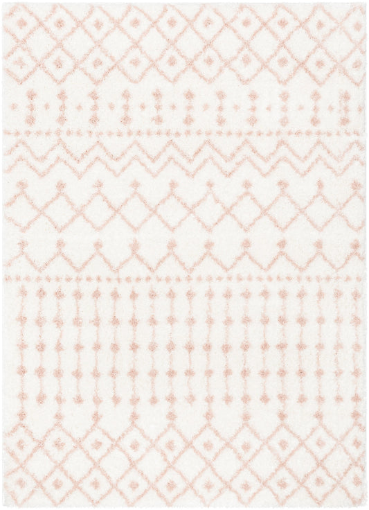 Coimbra Moroccan Diamond Pattern Blush Thick & Soft Shag Rug CE-29
