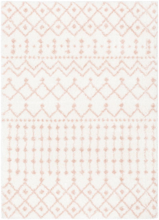 Coimbra Moroccan Diamond Pattern Blush Thick & Soft Shag Rug CE-29